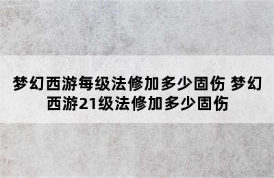 梦幻西游每级法修加多少固伤 梦幻西游21级法修加多少固伤